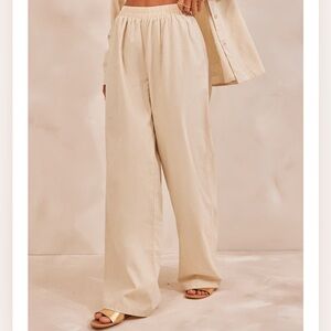 PrettyLittleThing linen blend wide leg pant.